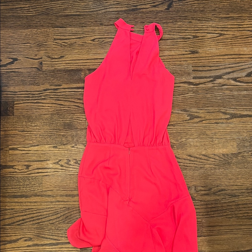 krisa Asymmetrical Flare Halter Mini Dress Freesia Pink XS NWT $209 - Picture 7 of 7